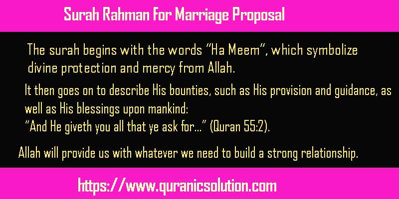 Surah Rahman For Marriage Proposal